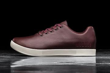 Women's Nobull Leather Trainers Burgundy | SG R2970V